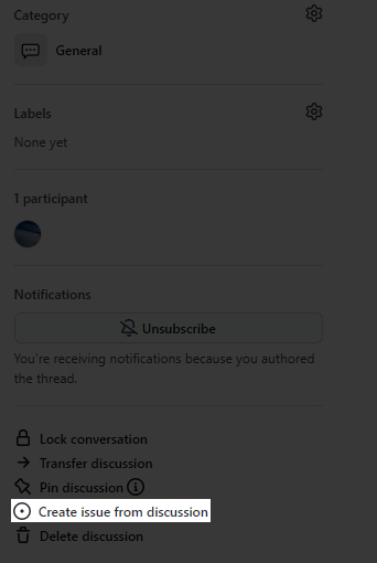 Button to create issue from discussion