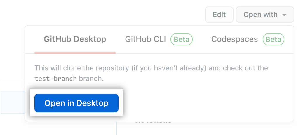 The Open in Desktop button