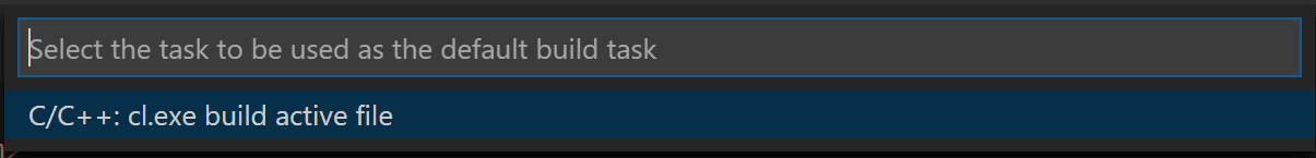 Tasks C++ build dropdown