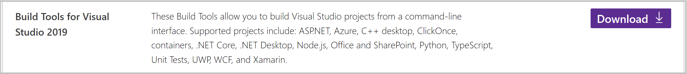 Build Tools for Visual Studio download