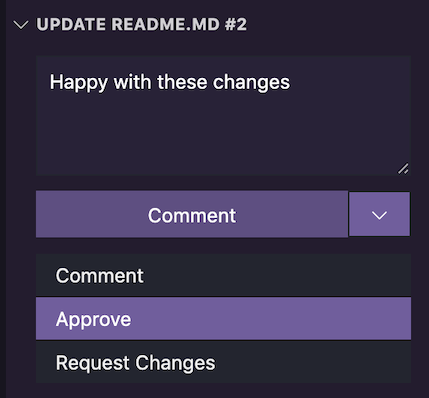 Opción para abrir una solicitud de cambios en un codespace