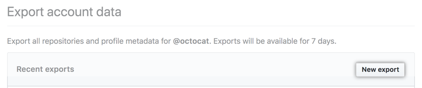 New personal data export button highlighted