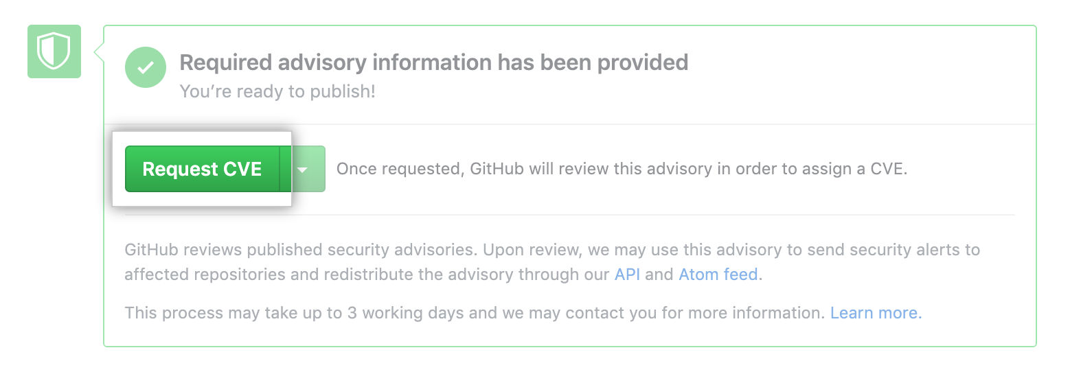 Request CVE button
