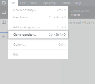 Opción Clone menu (Clonar menú) en la app de Windows