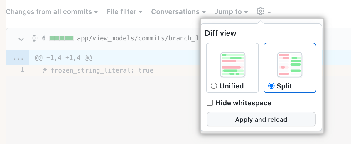 Diff view settings