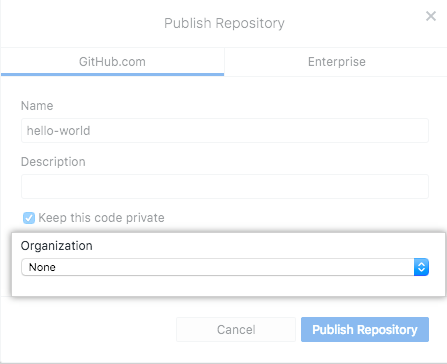 Organization drop-down
