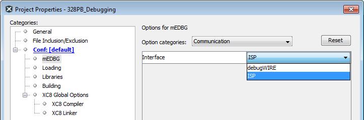 Select ISP mode CommModeSelection_ISP.png