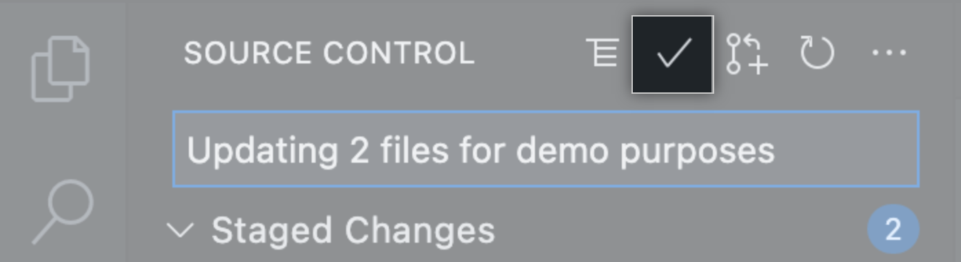 チェックマークアイコンをクリックする