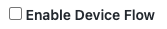 Screenshot showing field for enabling device flow