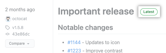 Compare release tags menu
