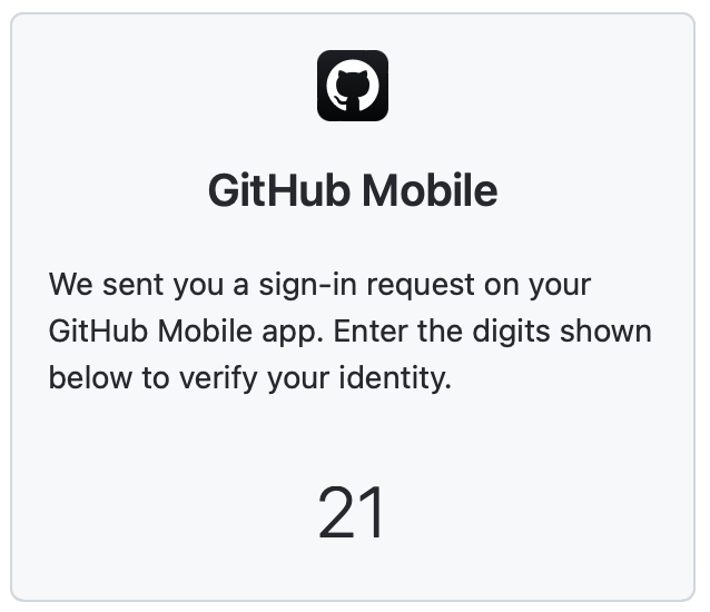 GitHub Mobile exige uma entrada de dois dígitos em duas etapas