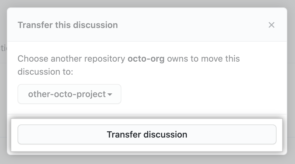 "Transfer discussion" button