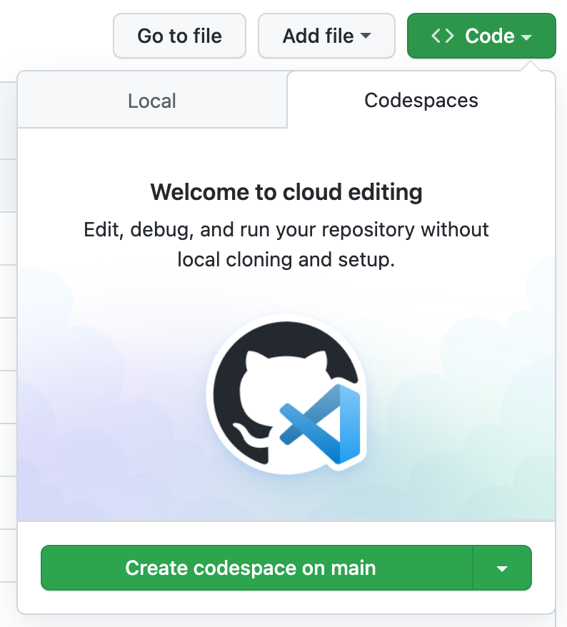 New codespace button