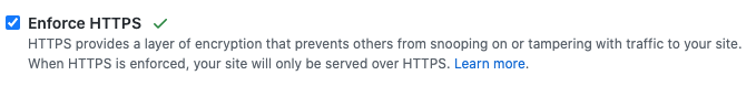 Enforce HTTPS for custom domains option