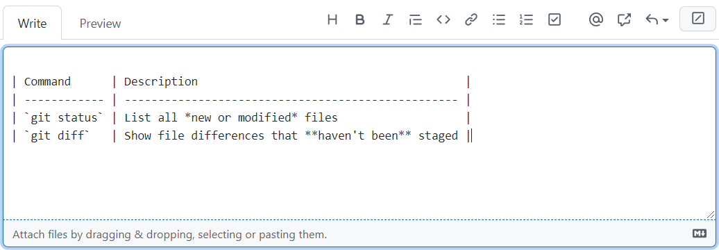 Screenshot showing the GitHub AE comment field with fixed-width fonts enabled