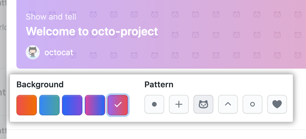 Screenshot of customization options for a pinned discussion