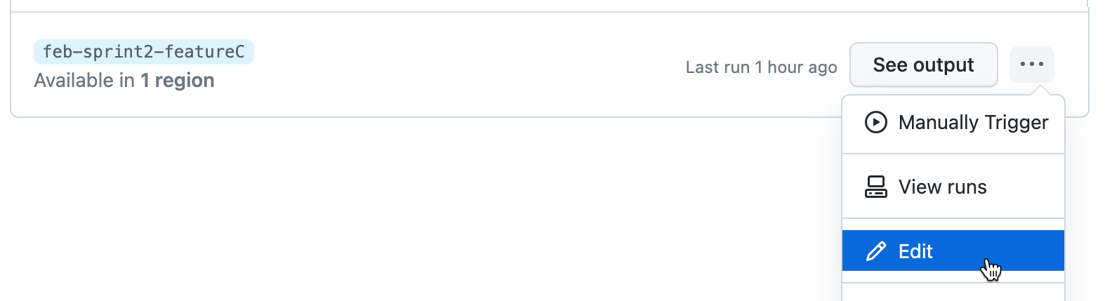 The 'Edit' option in the dropdown menu