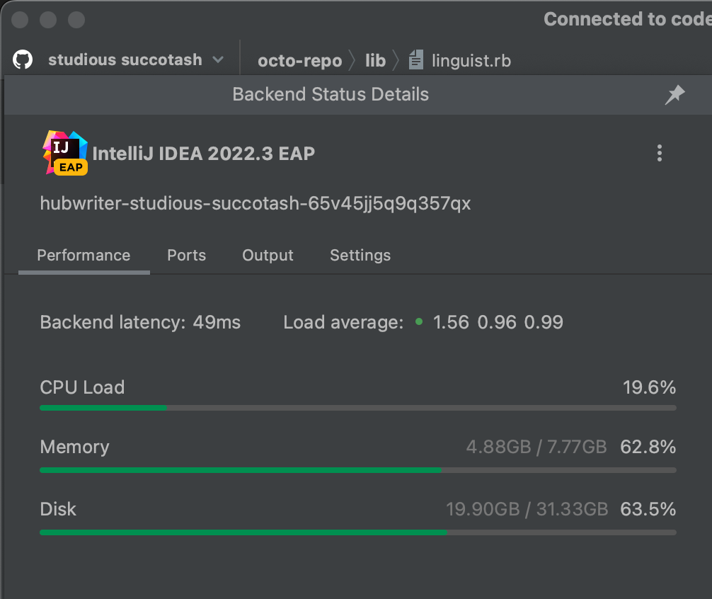Screenshot of a the Localhost button in JetBrains