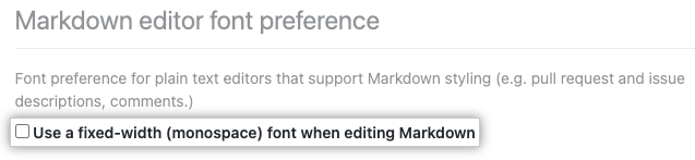 Screenshot showing the GitHub AE comment field with fixed width fonts enabled
