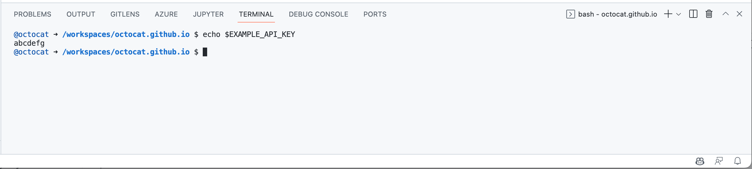 Exibir o valor de um segredo exportado no terminal