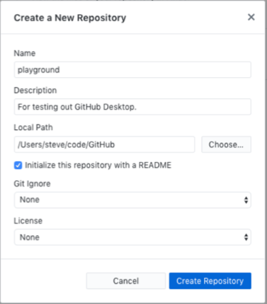 리포지토리 만들기 옵션