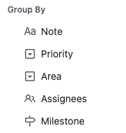 Screenshot showing the group menu