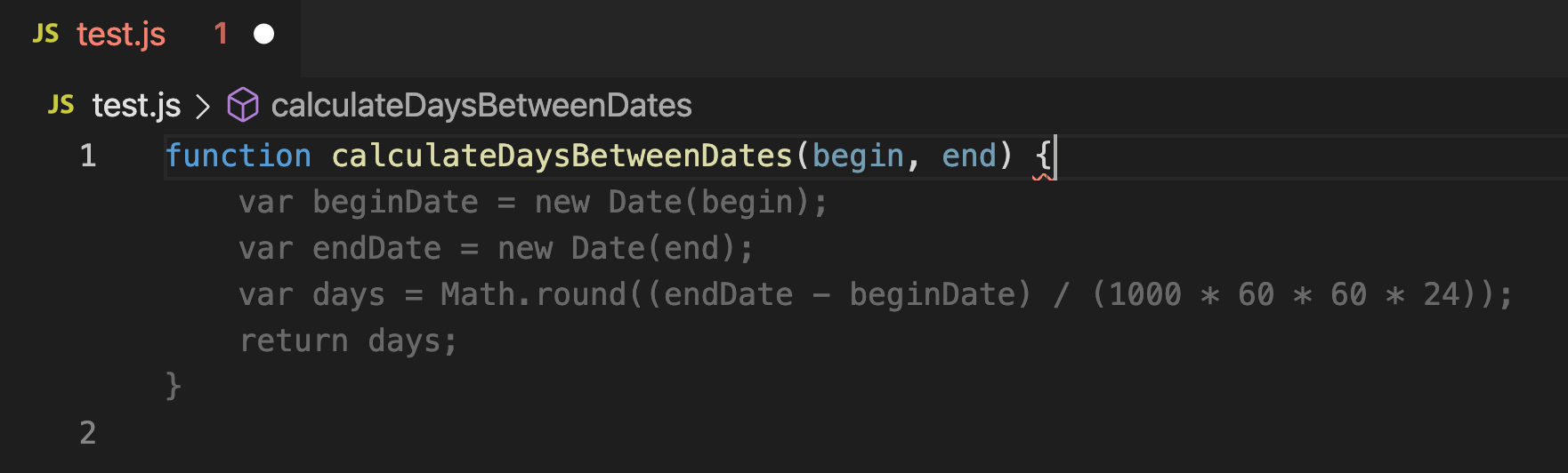 最初の候補のスクリーンショット Visual Studio Code