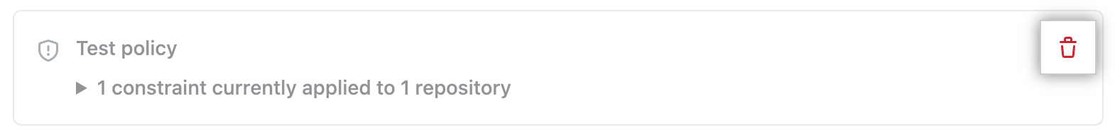 Screenshot of the delete button for a policy