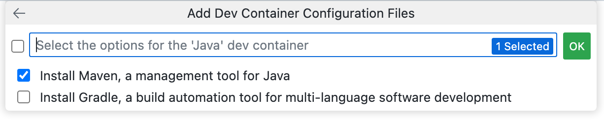 Screenshot of the Maven option