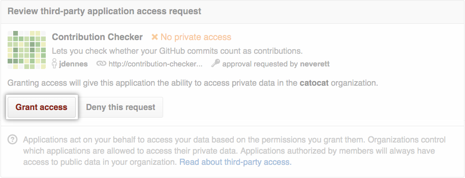Grant access button