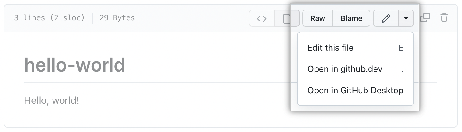 Schaltfläche „Datei bearbeiten“ im Dropdownmenü