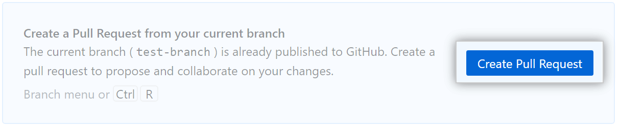 [Create pull request](pull request の作成) ボタン