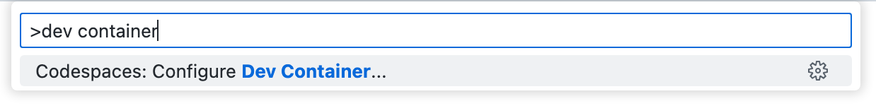 "Codespaces: Agregar archivos de configuración de contenedor de desarrollo..." en la Visual Studio Code Command Palette