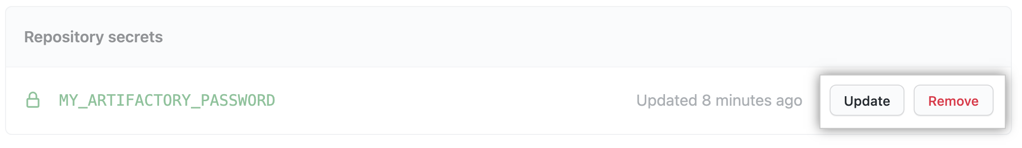 리포지토리 비밀 업데이트 또는 제거