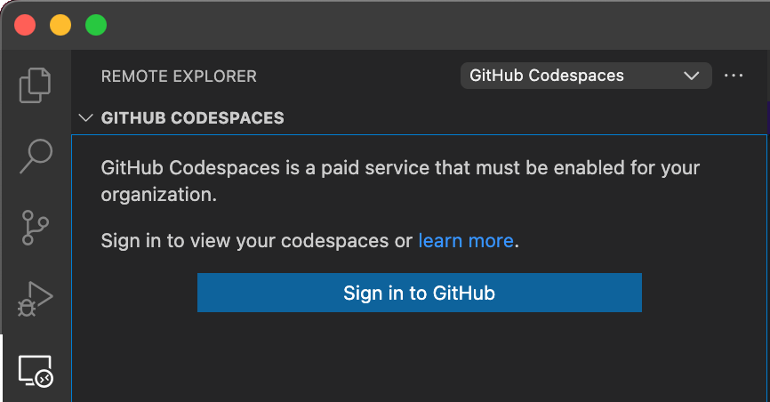 GitHub Codespaces にサインインする