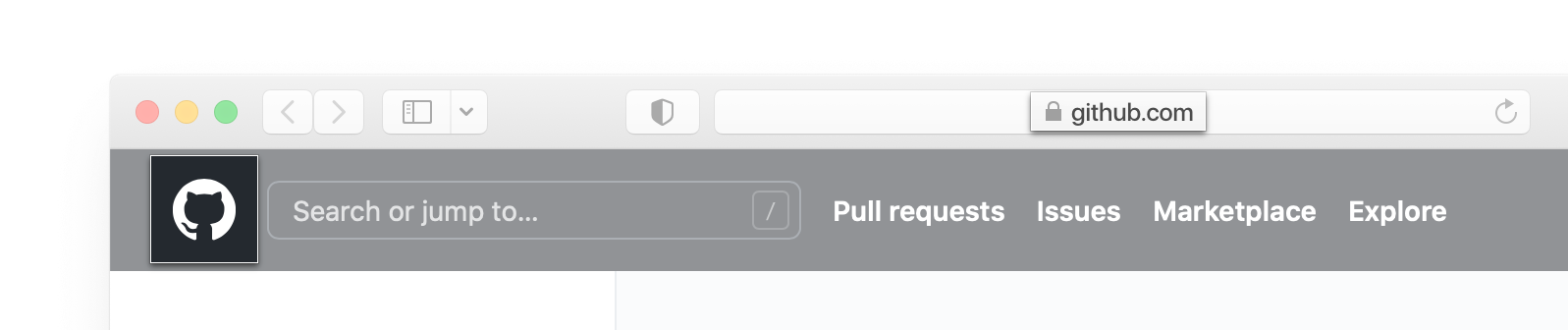 Снимок экрана: адресная строка и заголовок GitHub.com в браузере