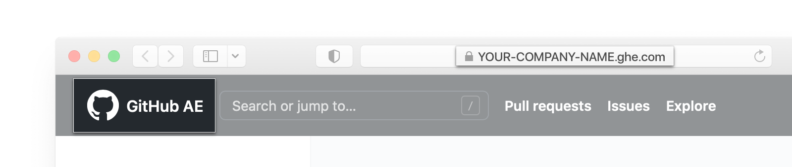 Адресная строка и заголовок GitHub AE в браузере