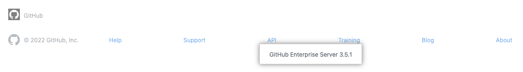 Capture d’écran du pied de page de GitHub Enterprise Server, avec la version mise en évidence