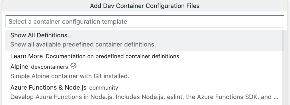 “显示所有定义”选项的屏幕截图