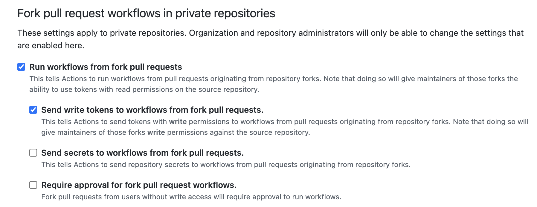 Enable, disable, or limits actions for this repository