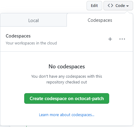 codespace で PR を開くオプション