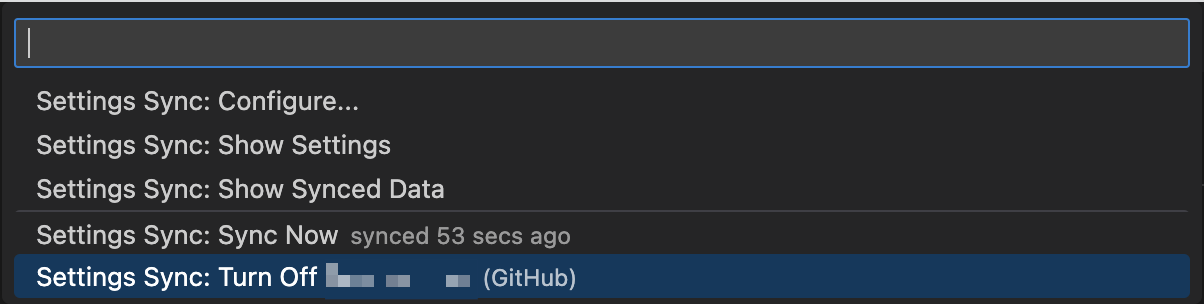 VS Code 中的设置同步关闭选项的屏幕截图