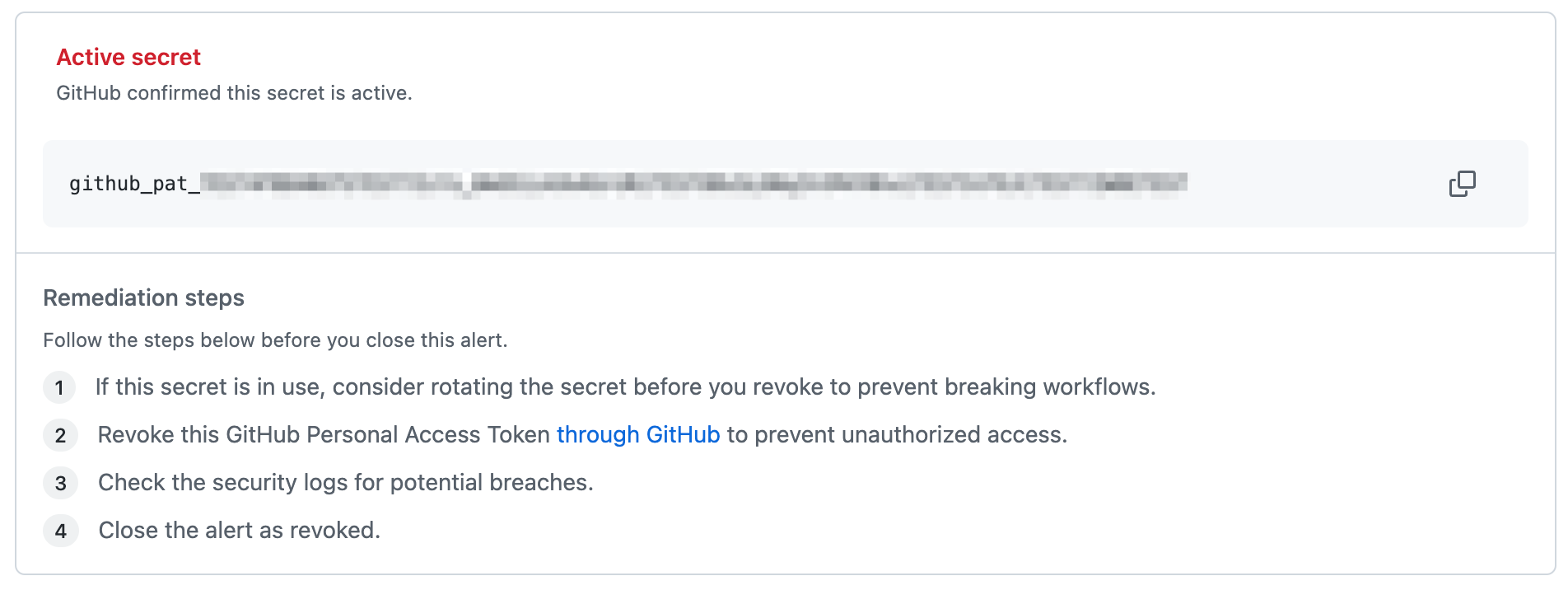 Screenshot of the validity check for a GitHub token