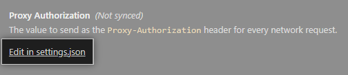Screenshot of Visual Studio Code proxy authorization textbox