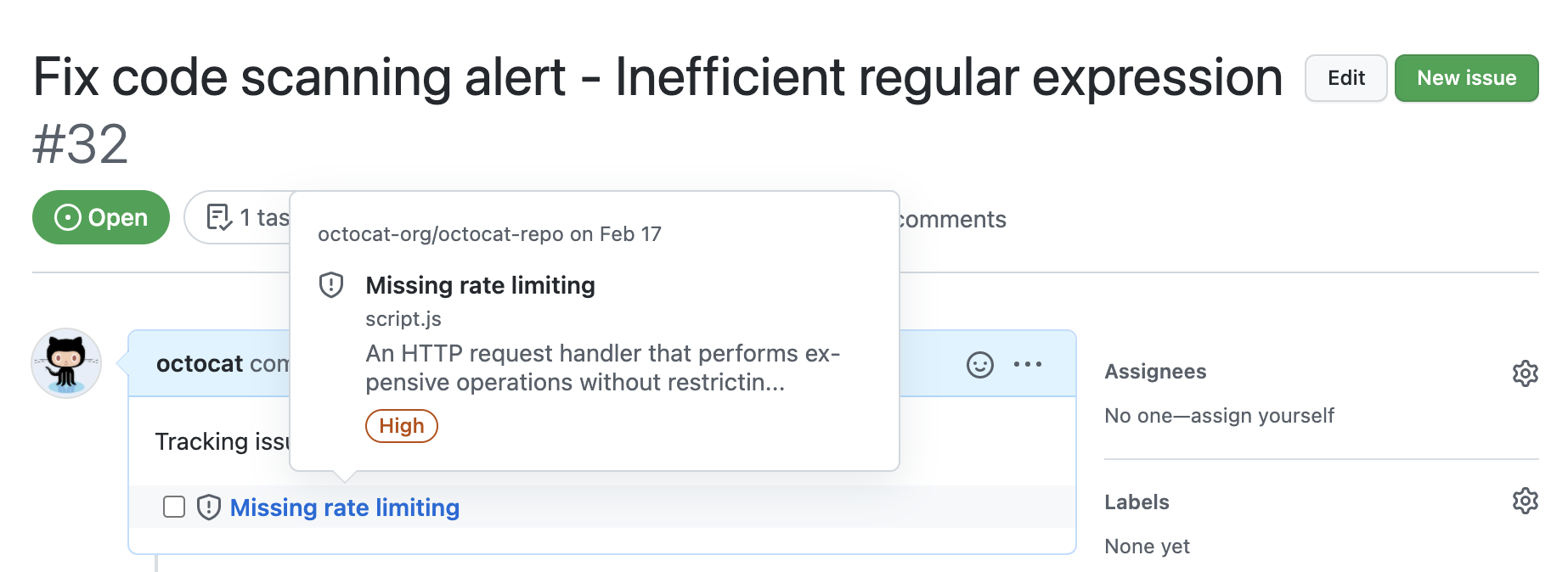 跟踪议题中的悬停卡