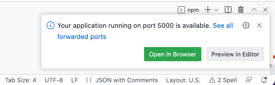 Port forwarding "toast" notification