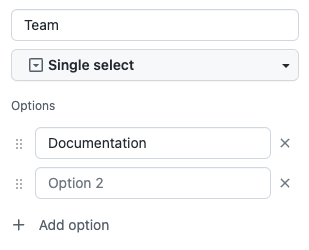 Screenshot showing the single select option