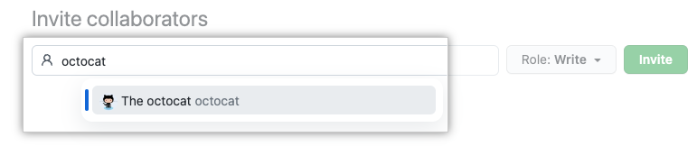 Screenshot showing searching for a collaborator