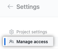 Screenshot showing the "Manage access" item