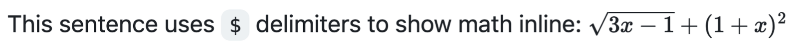 Representación de Markdown con una expresión matemática insertada